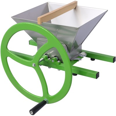 Fruit Crusher, 7L Manual Juicer Grinder, Manual Crusher Grinder with Wheel Portable Stainless Steel Fruit Scatter Pulper for Wine Cider Pressing