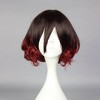 Unique Bargains Women's Curly Wigs 12" Brown Gradient Red with Wig Cap - 2 of 4