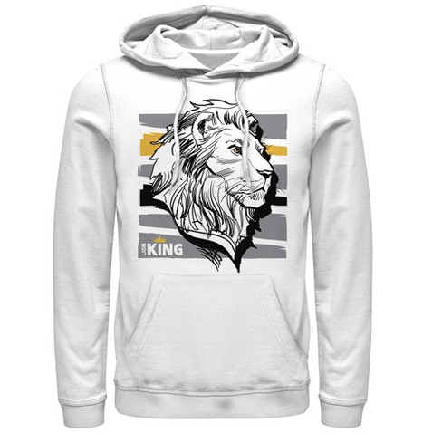 Men s Lion King Mufasa Stripe Profile Pull Over Hoodie White