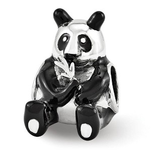 Black Bow Jewelry Black Enamel Panda Bead Charm in Antiqued Sterling Silver - 1 of 3