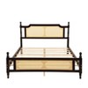 Whisen Queen Size Pine Wood Bed with Rattan Headboard - Central Support Platform & Underbed Storage, Vintage Design - 4 of 4