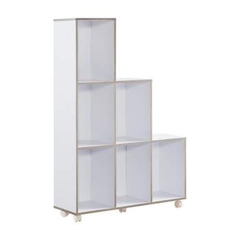 Chapin 6-Compartment Wood Bookcase in White - Furniture of America