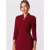 Hobemty Women's Business Stand Collar Zipper Neck 3/4 Sleeve Pencil Dresses - 4 of 4