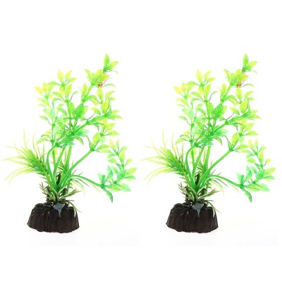 Unique Bargains Aquarium Plastic Plants for Fish Tank Landscape Decoration Green 3.94" 2 Pcs