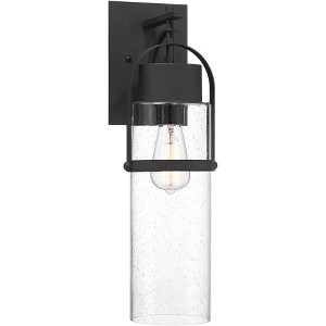 Possini Euro Design Caramela 20" High Modern Outdoor Wall Light Fixture Mount Porch House Exterior Outside Weatherproof Black Metal Clear Glass Shade - 1 of 4