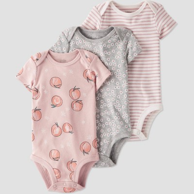 Baby 3pk Organic Cotton Bodysuit - little planet by carter&#39;s Off-White/Brown 12M