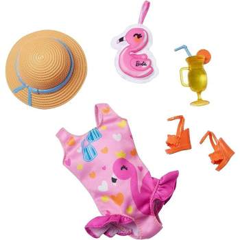 Barbie My First Barbie Fashion Pack, Preschool Doll Clothes with Swimsuit and Beach Accessories, 13.5-inch