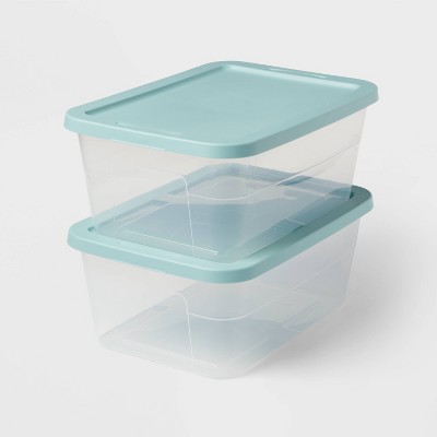 16qt Storage Boxes 2pk Pewter Aqua - Brightroom™