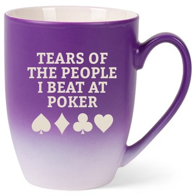 100 North Playing Card 10 Ounce Purple and White Two Toned Ombre, Comfortably Fits Your Hands, Ceramic Tea Coffee Cup Mug, TEARS OF THE PEOPLE I BEAT