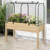 Costway Wood Raised Garden Bed with Greenhouse Cover Mini Portable Greenhouse Kit Green/White+Gray/Beige - 2 of 4