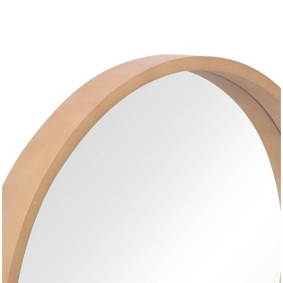 Natural Pine Wood Round Wall Mirror