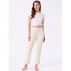 INSPIRE CHIC Women's Pajama Pants Cotton Knit Ribbed Elastic Waist Straight Leg with Pockets Loungewear - 3 of 4