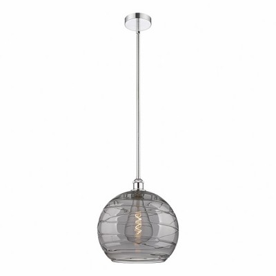 Athens Deco Swirl - 1 Light Stem Hung Pendant In Industrial Style-14.63 Inches Tall and 13.75 Inches Wide