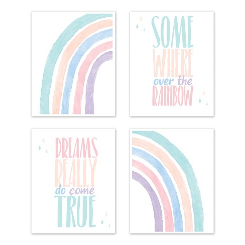 Sweet Jojo Designs Girl Unframed Wall Art Prints For Décor Rainbow Blue ...