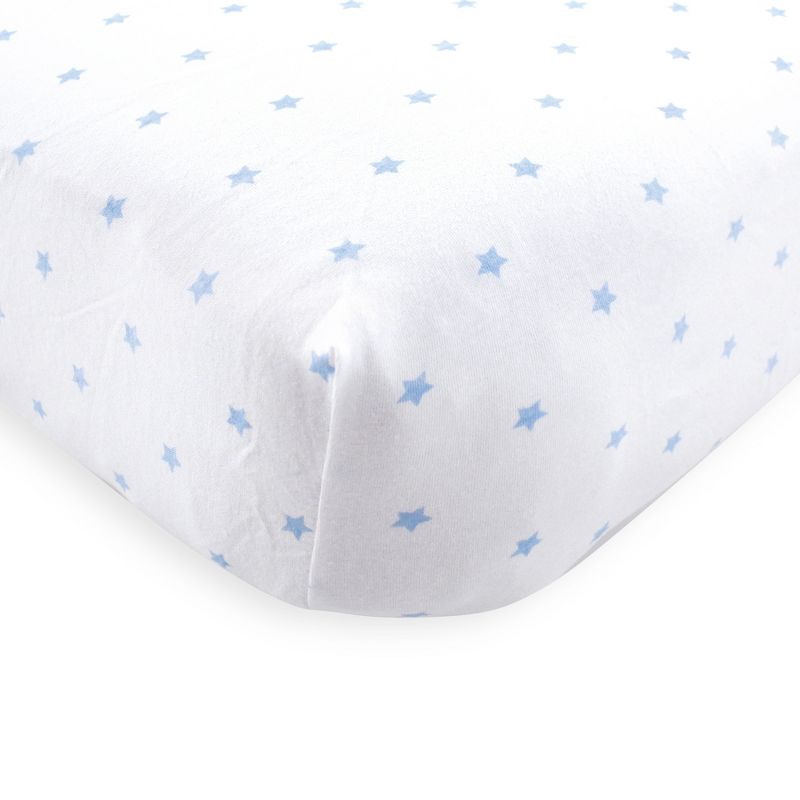 Luvable Friends Baby Boy Fitted Crib Sheet, Blue Chevron Stars, One Size, 3 of 5