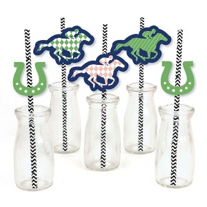 Big Dot of Happiness Kentucky Horse Derby - Paper Straw Decor - Horse Race Party Striped Decorative Straws - Set of 24 - 1 of 4