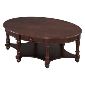TiramisuBest 30.8" Square Coffee Table, Farmhouse Dark Brown 2-Tier Center Table with Storage Compartment - 1 of 4