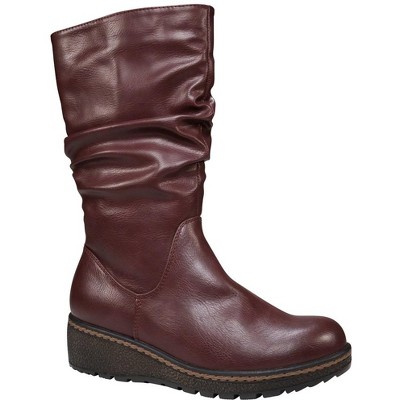 Gc Shoes Dange Burgundy 6 Slouchy Wedge Heel Riding Boots : Target