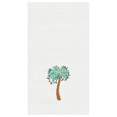 C&F Home Palm Tree With Lights Waffle Weave Cotton Kitchen Towel