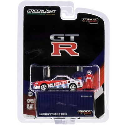 1999 Nissan Skyline GT-R R34 #23 "Loctite" w/Driver Figurine "Tarmac Works Exclusive" 1/64 Diecast Model Car Greenlight