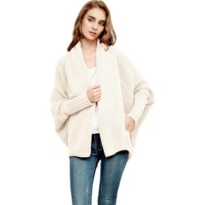 Anna-Kaci Women's Batwing Sleeve Fashion Sweater Open Front Duster Oversized Wrap Cardigan for Everyday Wear - 1 of 4