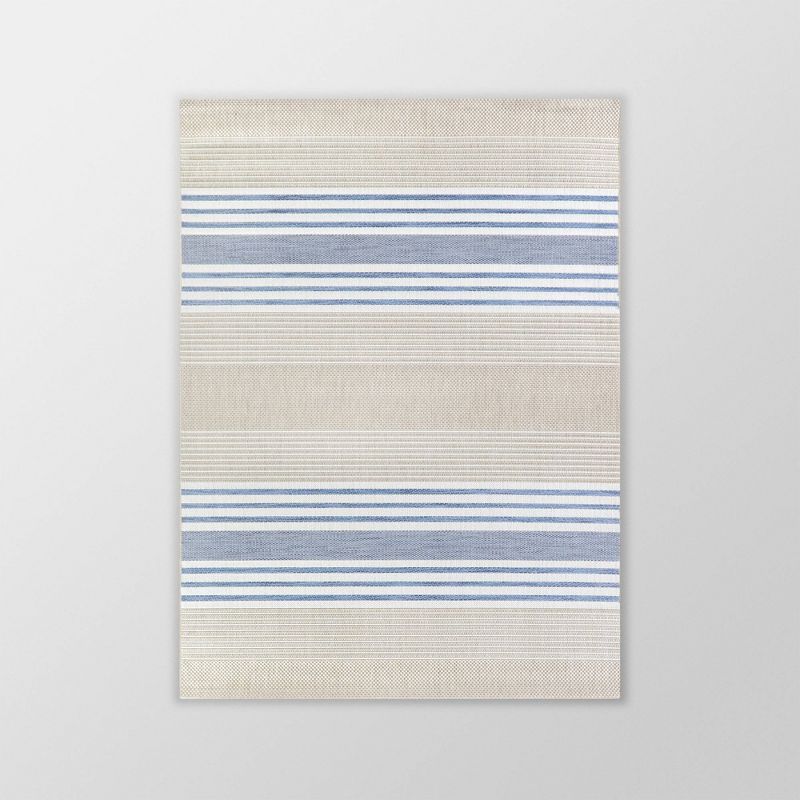 Sand Stripe Outdoor Rug Blue - Threshold™, 1 of 7