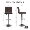 Syemin Counter and Bar Stools Set of 2 Counter Height Bar Stools, Square Cushion Bar Stools Modern Swivel Bar Chairs, Brown, 17.32"*20.08"*37.01" - 3 of 4