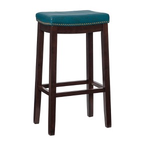 Padded Saddle Seat Barstool Hardwood - Linon - 1 of 4