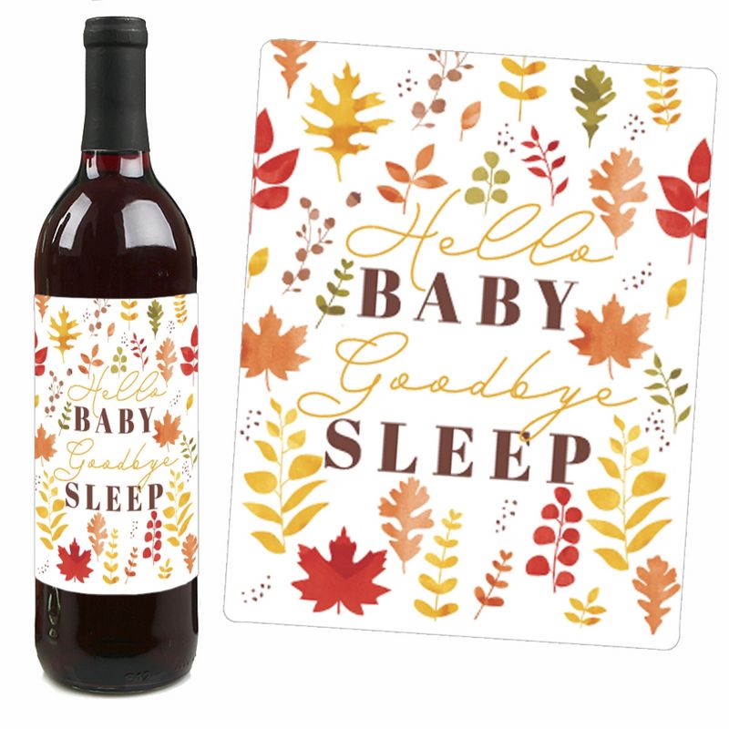 Big Dot of Happiness Fall Foliage Baby - Autumn Leaves Baby Shower Decorations for Women and Men - Wine Bottle Label Stickers - Set of 4, 3 of 9