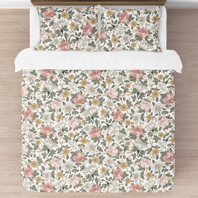 Sweet Jojo Designs Girl Full/Queen Comforter Bedding Set Vintage Floral Pink Green and Yellow 3pc. — фото 3