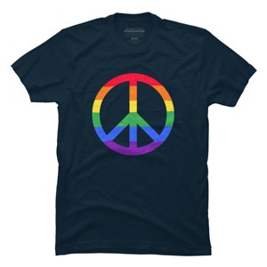 Adult Design By Humans Rainbow Pride and Peace Sign By JuanMedina T-Shirt - 1 of 2