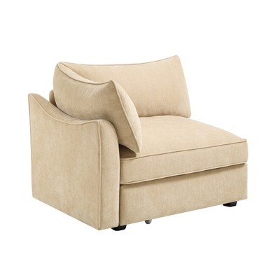 Vynxaria Modern Chenille Sofa Wheat, Integrated Backrest/Armrest Design, Hidden Storage (Footrest & Seat), 2/3/4-Seat Options for Modern/Nordic Decor