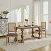 French Dining Chairs Set of 2,Linen Upholstered Dining Chairs with Rattan Backrest,Wood Dining Chairs for Kitchen or Living Room-Coolbibila - 3 of 4