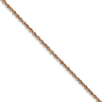 Black Bow Jewelry 1.7mm, 14k Rose Gold, Diamond Cut Solid Ropa Chain Necklace