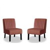 Velvet Mid-Century Modern Accent Chairs Set of 2 with Channel Tufting, Plush Seat and Solid Wood Legs - 2 of 4