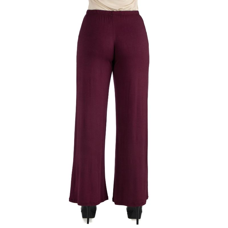 24seven Comfort Apparel Womens Comfortable Solid Color Palazzo Pants, 2 of 4