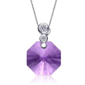 Guili Sterling Silver Purple Cubic Zirconia Octagon Necklace - 1 of 3