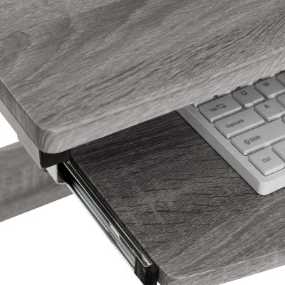 Sleek Gray MDF and Steel Compact Computer Desk with Drawers