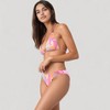 Anna-Kaci Women's Triangle Bikini Set with Dainty Floral Print and High Cut Thong Bottom - 2 of 3