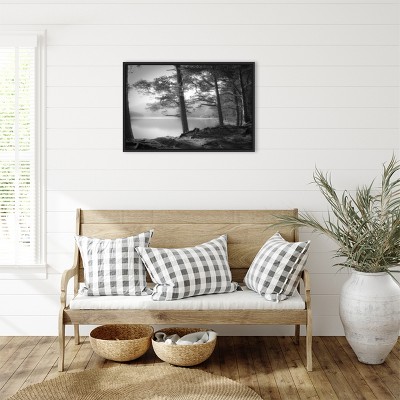 Dorit Fuhg Scottish Lake Black and White Canvas Print with Black Floater Frame