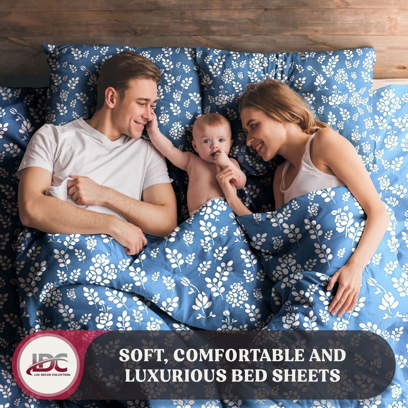Microfiber Floral Bed Sheet Set - Lux Decor Collection, 5 of 7
