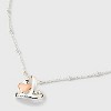 Silver Plated Three Tone Cubic Zirconia Double Heart Pendant Necklace - Silver/Gold: Brass, 19" Length, Gift Box - 4 of 4