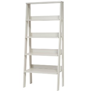 5 Tier Modern Ladder Bookshelf Organizers, Wood Frame Bookshelf for Small Spaces in Your Living Rooms, Office Furniture Bookcase, Grey - 1 of 4