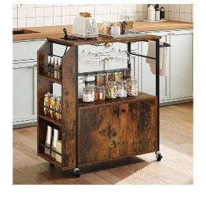 Rolling Kitchen Island Cart With Power Outlets With Open Shelves Portable Serving Utility Carts On Wheels With Storage For Kitchen Dining Room - 1 of 4