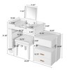 FONTOI 45.3"W 3-in-1 Makeup Vanity Desk with Flip-Top Mirror Adjustable Length Ample Drawers for Bedroom Dressing Room, White, 45.25"*16.3"*31.3" - 3 of 4