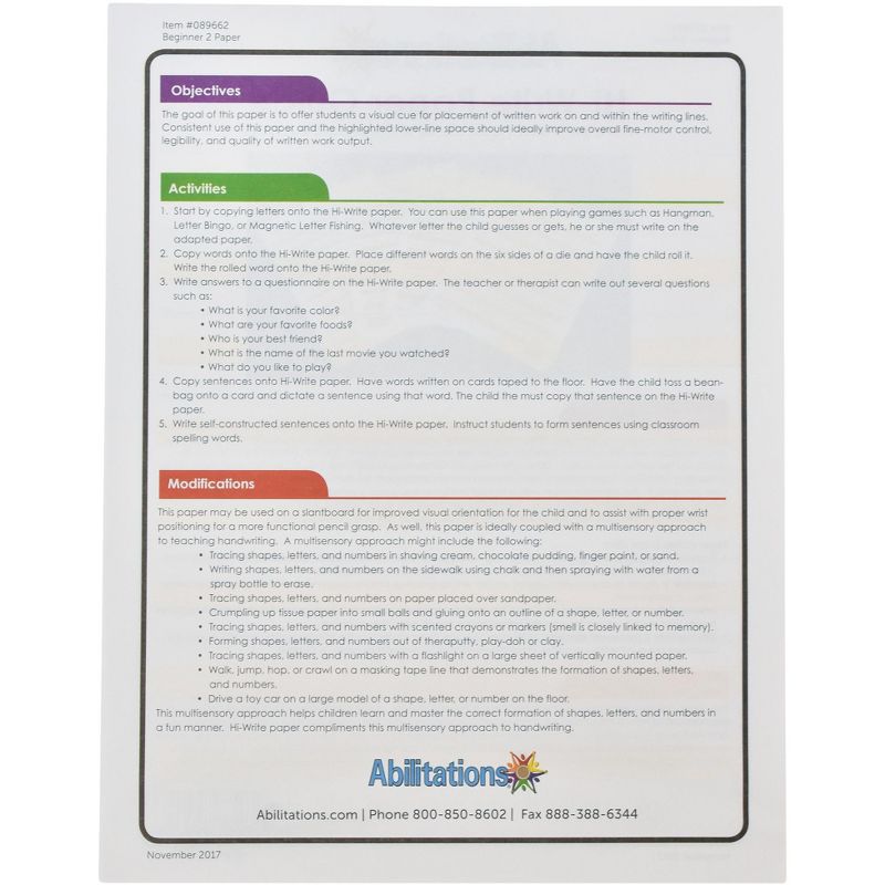 Abilitations Hi-Write Beginner Paper, Level 2, 100 Sheets, 4 of 6