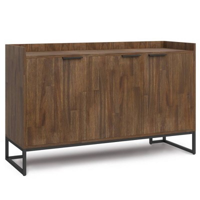 WyndenHall Bolton Sideboard Buffet Rustic Natural Aged Brown: Acacia Wood, 3-Door Storage Cabinet, Industrial Design