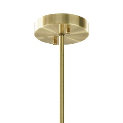 Ezra Mid-Century 5-Light Chandelier in Antique Brass with White Shades