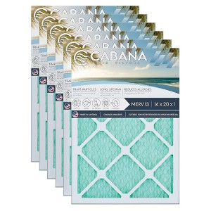 Cabana Air Filters 6 Pack Home HVAC Furnace Air Filters, Capture Unwanted Particles with Pleated Design, MERV 13, 14 x 20 x 1, White - 1 of 4