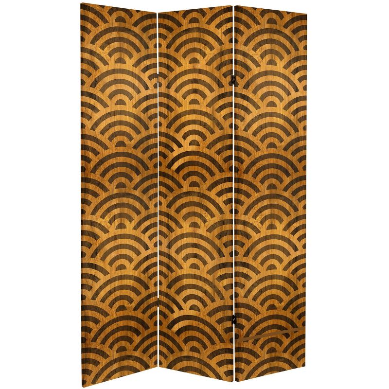 6&#34; Double Sided Japanese Wood Pattern Canvas Room Divider Brown - Oriental Furniture, 4 of 10